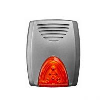 Elkron - HPA800-G asa Außensirene mit Blitzlicht, Schalldruck 114 dB bei 1 m. Einsetzbarer Akku 12V@2.2A, Farbe metallicgrau