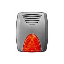 Elkron - Sirène extérieure HPA800-G asa avec flasher, pression sonore 114 dB à 1 m. Batterie insérable 12V@2.2A, couleur gris métallisé