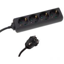 Presa 4 vie con tubo termoretraibile - 3G1,5 - cavo 5 m - nero - schuko