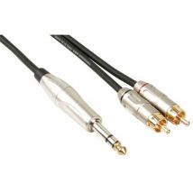 Hq Power - HQ-Power Câble RCA-jack, 2 x rca mâle, 1 x jack 6.35 mm, stéréo, 6 m, parfait pour la transmission sonore