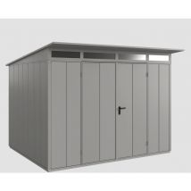 Ecostar Metall-gerätehaus Elegant Mit Pultdach Typ 3, 313 X 283 Cm, Graualuminium, 7,2 M², 2-flüglige Tür - Hörmann