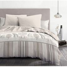 Parure de couette microfibre beige 240 x 260 cm - home sweet home