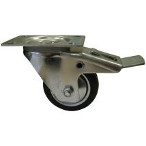 Lenkrolle mit, Feststeller, Eisen, verzinkt, 80mm, 1 stk - HSI