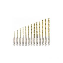 Aiperq - HSS-Spiralbohrer, 13-teilig, Sechskantbohrer aus Schnellarbeitsstahl mit Titanbeschichtung, 1,5 mm – 6,5 mm zum Bohren in