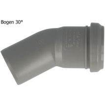 Ht Bogen ø 40 x 30°, mit einseitiger Steckmuffe und Gummidichtung, PP-grau