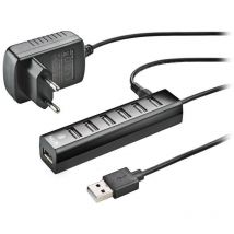 NGS IHUB7 Tiny - Hub USB 2.0 con 7 Puertos y Adaptador de Corriente 5V/1A, Compatibilidad Universal, “Plug and Play