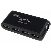 Hub usb 2.0 4 ports, noir - avec alimentation et câble usb logilink