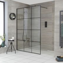 Barq - Douche Italienne avec Verrière 76cm et Caniveau Carré à Carreler 20cm - Noir - Hudson Reed