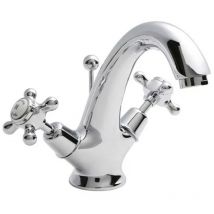 Hudson Reed - Topaz Dome Mono Basin Mixer Tap Dual Handle with Pop Up Waste - Chrome