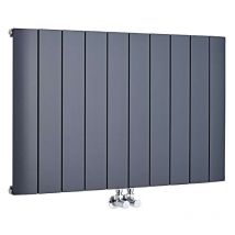 Aurora - Design Heizkörper (Horizontal) 600mm x 945mm (Einlagig) mit Mittelnschluss in Anthrazit - Hudson Reed