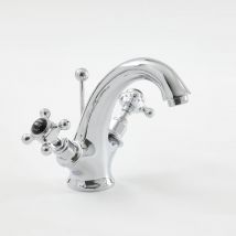 Hudson Reed - Elizabeth - Grifo Mezclador de Lavabo Tradicional con Manijas en Cruz - Cromo y Negro