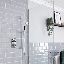 Elizabeth - Kit de douche rétro - Mitigeur thermostatique à une fonction et kit douchette sur rampe avec douchette&44 flexible&44 rampe et raccord