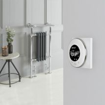 Elizabeth - Sèche-Serviettes Mixte Rétro Sur Pieds Anthracite avec Thermostat Wi-Fi – 93cm x 45cm (avec barre déportée) - Hudson Reed