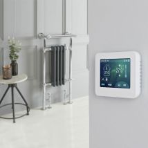 Hudson Reed Elizabeth - Sèche-Serviettes Mixte Rétro Sur Pieds Anthracite avec Thermostat Wi-Fi à Écran Tactile – 93cm x 45cm (avec barre déportée)