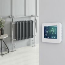 Hudson Reed Elizabeth - Sèche-Serviettes Mixte Rétro Sur Pieds Anthracite avec Thermostat Wi-Fi à Écran Tactile – 93cm x 79cm (avec barre déportée)