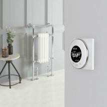 Elizabeth - Sèche-Serviettes Mixte Rétro Sur Pieds Blanc avec Thermostat Wi-Fi – 93cm x 45cm - Hudson Reed