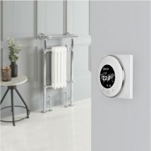 Elizabeth - Sèche-Serviettes Mixte Rétro Sur Pieds Blanc avec Thermostat Wi-Fi – 93cm x 45cm (avec barre déportée) - Hudson Reed