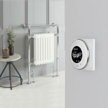 Elizabeth - Sèche-Serviettes Mixte Rétro Sur Pieds Blanc avec Thermostat Wi-Fi – 93cm x 62cm - Hudson Reed