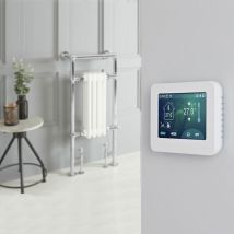 Elizabeth - Sèche-Serviettes Mixte Rétro Sur Pieds Blanc avec Thermostat Wi-Fi à Écran Tactile – 93cm x 45cm - Hudson Reed