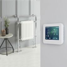 Elizabeth - Sèche-Serviettes Mixte Rétro Sur Pieds Blanc avec Thermostat Wi-Fi à Écran Tactile – 93cm x 62cm - Hudson Reed