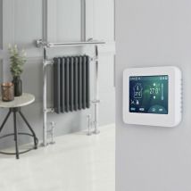 Hudson Reed Elizabeth - Sèche-Serviettes Mixte Rétro Sur Pieds Anthracite avec Thermostat Wi-Fi à Écran Tactile – 93cm x 62cm (avec barre déportée)