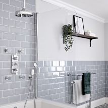 Hudson Reed - Elizabeth Sistema Doccia a 3 Vie Completo di Miscelatore Termostatico&44 Soffione da Soffitto&44 Idrogetti e Doccetta - Ottone Solido e