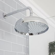 Hudson Reed - Elizabeth Soffione Doccia Rotondo con Braccio Doccia da Parete - Design Tradizionale Circolare - Ottone Solido Cromato Lucido - Ø300 x