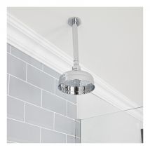 Hudson Reed - Elizabeth Soffione Doccia Rotondo con Braccio Doccia da Soffitto - Design Tradizionale Circolare - Ottone Solido Cromato Lucido - Ø155