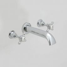 Milano - Hudson Reed Elizabeth - Traditioelle 3-Loch Wannen-Wandarmatur mit Kreuzgriffen - Chrom und Weiß