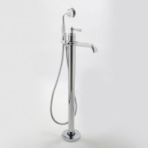 Hudson Reed - Elizabeth - Traditionelle Freistehende Einloch Badewannenarmatur mit Brause - Chrom und Weiß
