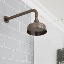 Elizabeth - Traditioneller 155mm runder Duschkopf mit Regenfall-Effekt mit Wandarm - Geölte Bronze - Hudson Reed