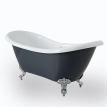 Milano - Hudson Reed Elton - 1750x730mm Doppelseitige Freistehende Badewanne mit Füßen&44 Steingrau