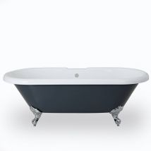 Hudson Reed Elton Vasca da Bagno Freestanding Grigio Pietra - Design Moderno Centro Stanza a Doppio Schienale - Piedini Tradizionali Cromati - 1795 x