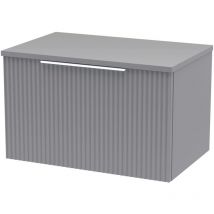 Hudson Reed Fluted Wall Hung 1-Drawer Vanity Unit with Worktop 600mm Wide - Satin Grey