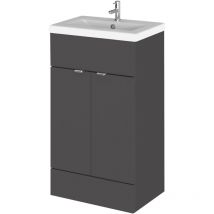 Vasari - Hudson Reed Fusion Floor Standing Vanity Unit with Ceramic Basin 500mm Wide - Gloss Grey