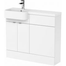 Hudson Reed - Fusion lh Combination Unit with Round Semi Recessed Basin 1000mm Wide - Gloss White