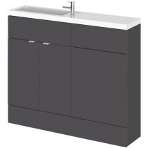 Hudson Reed Fusion Gloss Grey 1000mm Slimline Combination 2 Door Vanity & Toilet Unit with Basin - CBI942