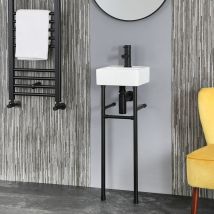 Hallwell - Lavabo sur Pieds avec 1 Trou - 28cm x 28cm - Noir - Hudson Reed