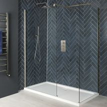 Harting - Douche Italienne d'Angle avec Receveur Blanc – 170cm x 80cm – Nickel Brossé - Hudson Reed