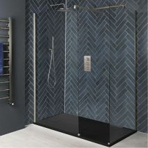 Harting - Douche Italienne d'Angle avec Receveur à Effet Texturé Anthracite – 180cm x 90cm – Nickel Brossé - Hudson Reed