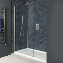 Harting - Paroi de Douche Italienne avec Receveur Blanc – 120cm x 80cm – Nickel Brossé - Hudson Reed