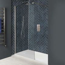 Harting - Paroi de Douche Italienne avec Receveur à Effet Texturé Blanc - 140cm x 90cm - Nickel Brossé - Hudson Reed