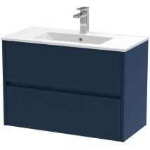Havana Wall Hung 2-Drawer Vanity Unit with Basin 2 800mm Wide - Midnight Blue