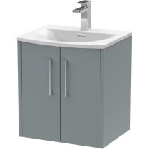 Hudson Reed Juno Wall Hung 2-Door Vanity Unit with Basin 4 500mm Wide - Coastal Grey