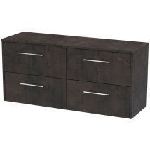 Juno Metallic Slate 1200mm Wall Hung 4 Drawer Vanity Unit and Worktop - JNU2624W2 - Hudson Reed