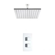 Hudson Reed - Kit de Douche Thermostatique à Encastrer - Design Cubique - Pommeau Plafond 40 x 40CM