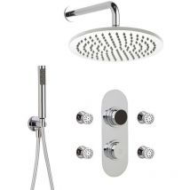 Hudson Reed - Kit de Douche Thermostatique Digital 3 Fonctions avec Pommeau Mural Rond - 4 Buses Massages