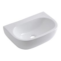 Langtree Lavabo d'Appoggio Ovale per Bagni - Lavandino Bagno con Design Moderno - Ceramica Bianca - Senza Fori per Rubinetteria - 420 x 280 x 130mm