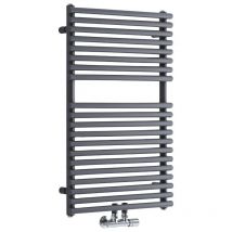 Hudson Reed Magera Scaldasalviette Moderno di Design Verticale - Termoarredo Bagno con Attacchi Centrali - Acciaio Antracite - 304W - 835 x 500mm