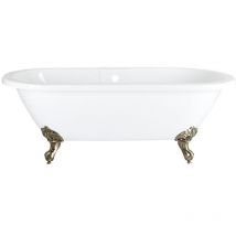 Milano - Hudson Reed Napoli - Freistehende Badewanne aus Acryl in Weiß mit Greiffüßen in Antikem Gold